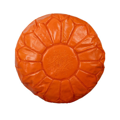 Ottomane Leder Pouf Fußhocker Marokkanisch Orange Leder Pouf