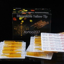 50Pc Gold Yellow Plastic Sterile Disposable Tattoo Nozzle Needle Tube Tips RT FT