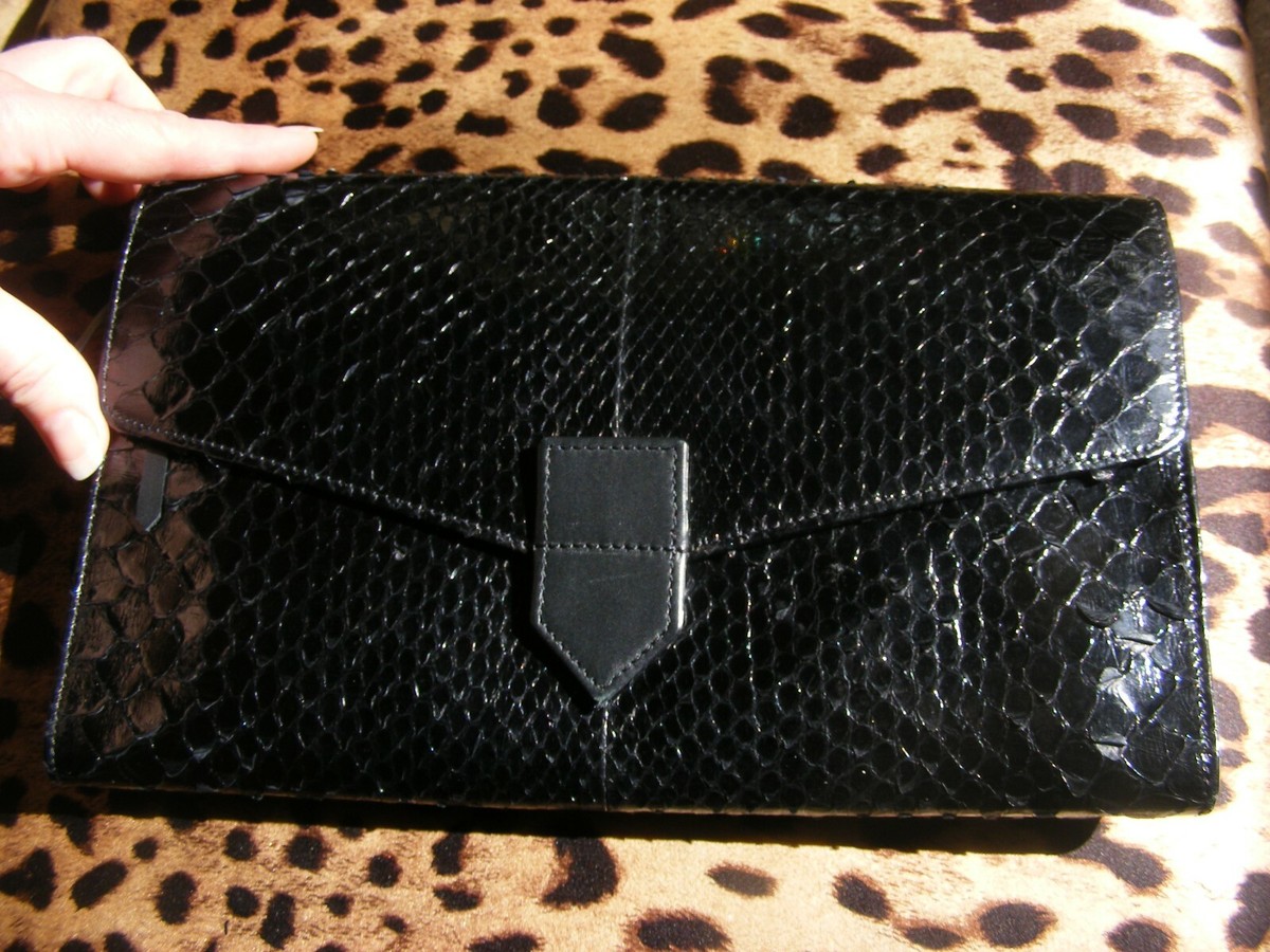 PYTHON SKIN GENUINE ウォレットバッグ 黒 DOLCE & GABBANA Black Genuine PYTHON snake Skin TRAVEL Organizer