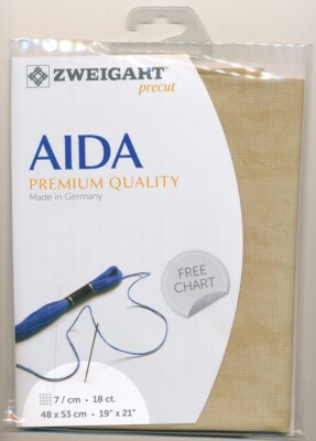 Zweigart Precut Aida Fine 18CT 3793.3009 vintage country mocha, size 48 x 53 cm