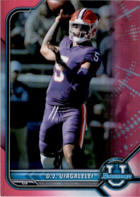 2022 Bowman University Pink Refractor D.J. Uiagalelei Rookie Clemson Tigers #89