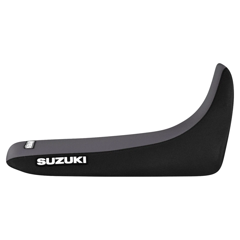 Cubierta de asiento con agarre para Suzuki DR 650 S 1992-1995 NEGRO/GRIS LOGOTIPO ESTÁNDAR #444 Foto 2 de 4