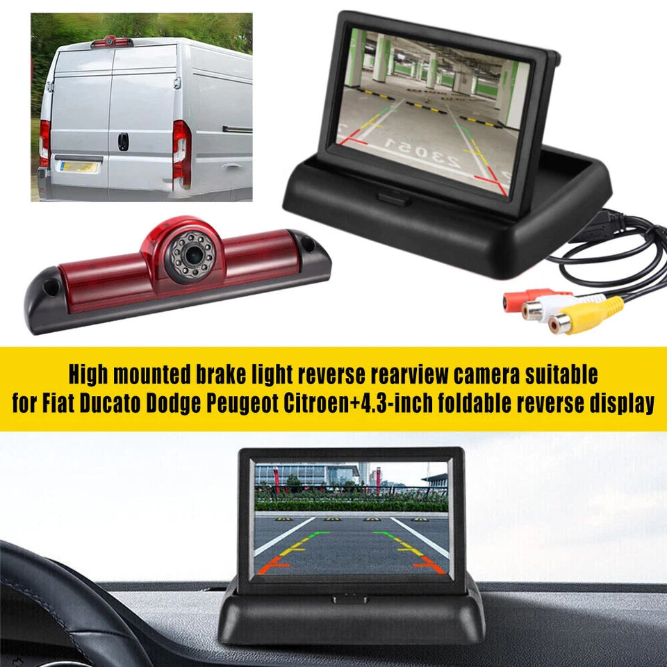For Fiat Ducato/Peugeot Boxer Rear View Brake Light Backup Camera + 4.3''Monitor - Image 2 of 4