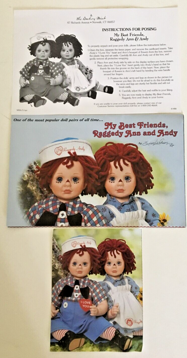 My Best Friends Raggedy Ann & Andy Porcelain Dolls By Artist Susan