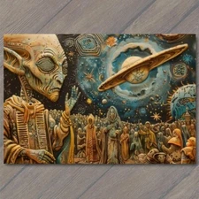 Art Print Alien God Civilization Religious Deity Ceremony Sacred Ritual Spaceshi