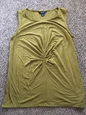 Simply Vera Vera Wang Sleeveless Top With Ruching Chartruse Size Medium