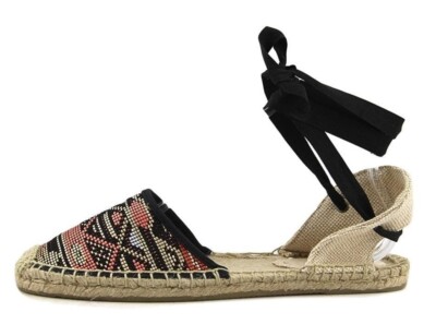 SOLUDOS Womens Raffia Multi Color Canvas Espadrille Flats Sandals Size 6