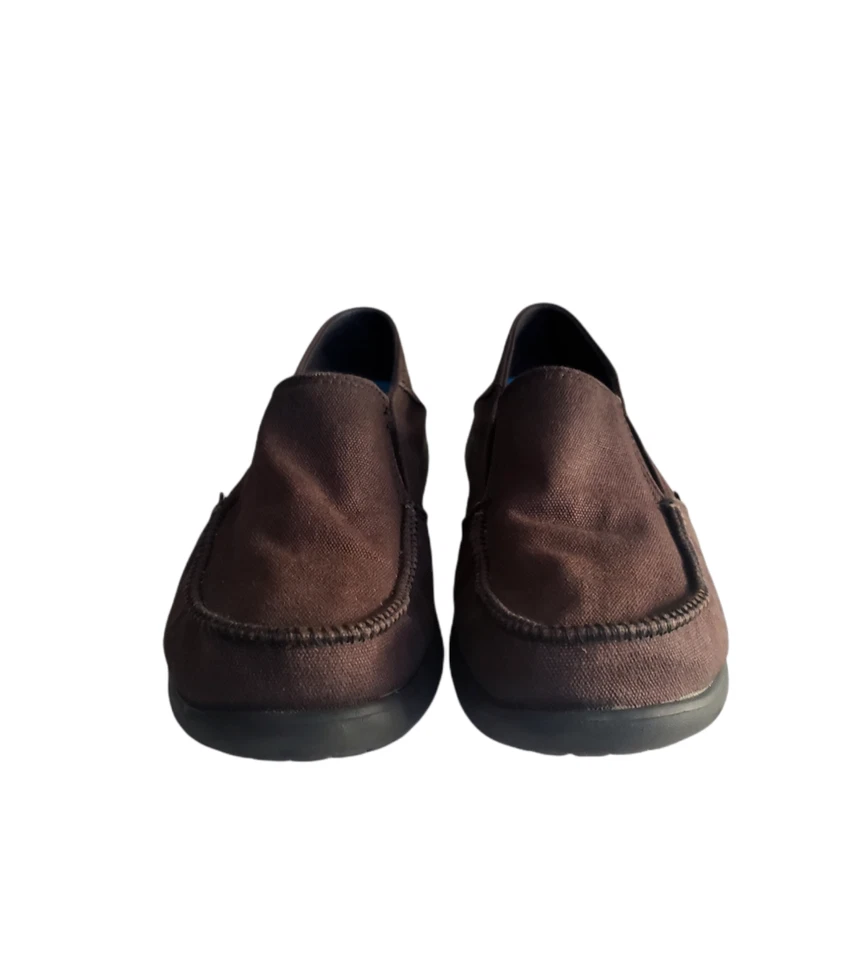 Crocs Kids Santa Cruz Canvas Loafer Slip on Junior Size 4 J4 Brown - Image 4 of 4