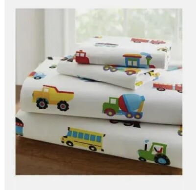 Wildkin's Olive Kids Trains, Planes, Trucks Full Sheet Set Made In