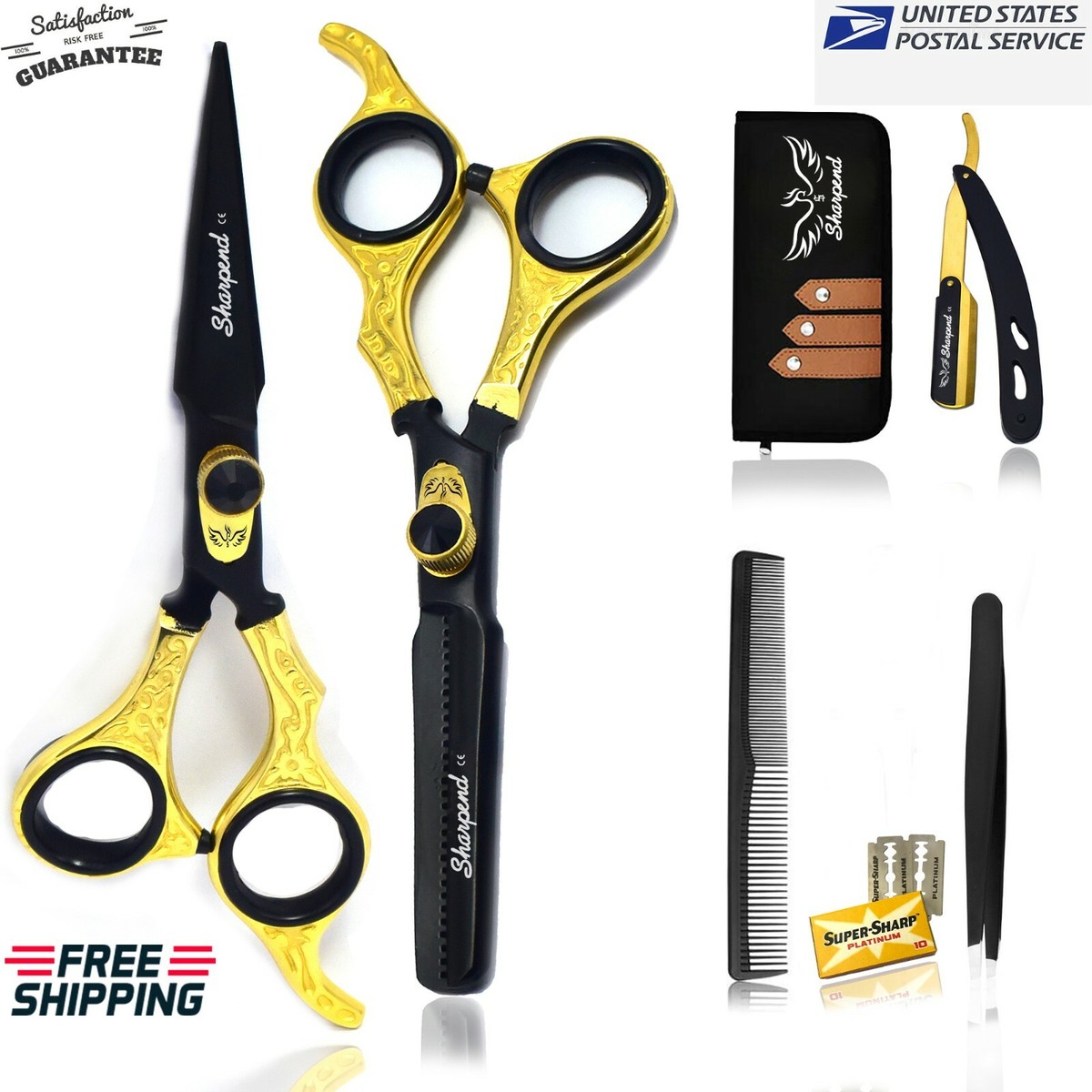 Barber Salon Haircutting Scissors Shears Comb Set Black Hair Shears Set for Professional Hair Cutting - Saki  main image 4