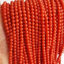 Natural Italian coral Smooth Round Gemstone Beads,Center Drilled Beads,4mm Semi