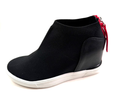 EXE Regina-244 Black Mid Wedge Ankle Fashion Sneaker