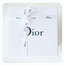 Dior White Gift Storage Box with Charcoal Grey Logo  Ribbon Large 8"x 8" x 3.5"