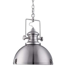 Industrial Pendelleuchte, 1Flammig Satin Silber, Klare Linse Satin Big.Light