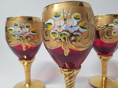 MURANO La Fenice ムラノ 金彩 レース ゴブレット グラス MURANO La Fenice ムラノ 金彩 レース ゴブレット グラス MURANO La