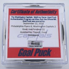 Gol anotado de la NHL Puck Joel Farabee Philadelphia Flyers 22 de septiembre de 2024 vs. Tapas