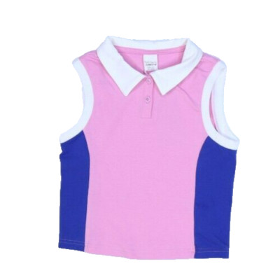 Freds World by Green Cotton Pink Blue Sleeveless Collared College Tee Girls 8Y