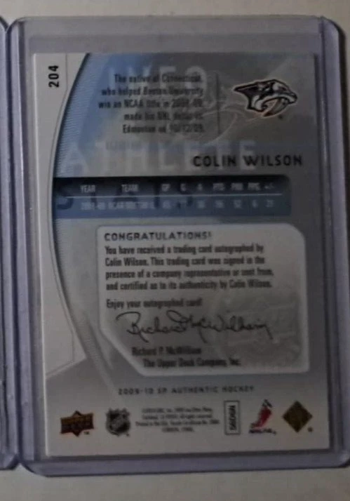 2009-10 - SP Authentic - Future Watch Auto - #204 Colin Wilson /999 - Image 2 of 2