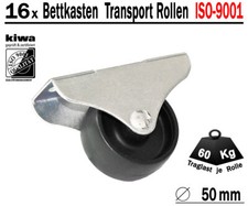 Kastenrolle Tischrolle Möbelrollen 16x Ø 50mm Kunststoff Schw. BS-Rollen Germany