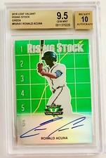 2018 Leaf Valiant Ronald Acuna Jr. Green Rising Stock Auto #42/99 BGS 9.5/10