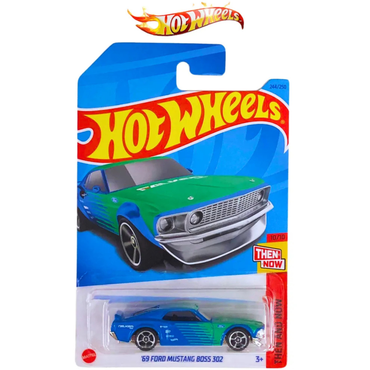 Hot Wheels 2023 '69 Ford Mustang Boss 302 Blue 244/250 Then and Now 10/10 