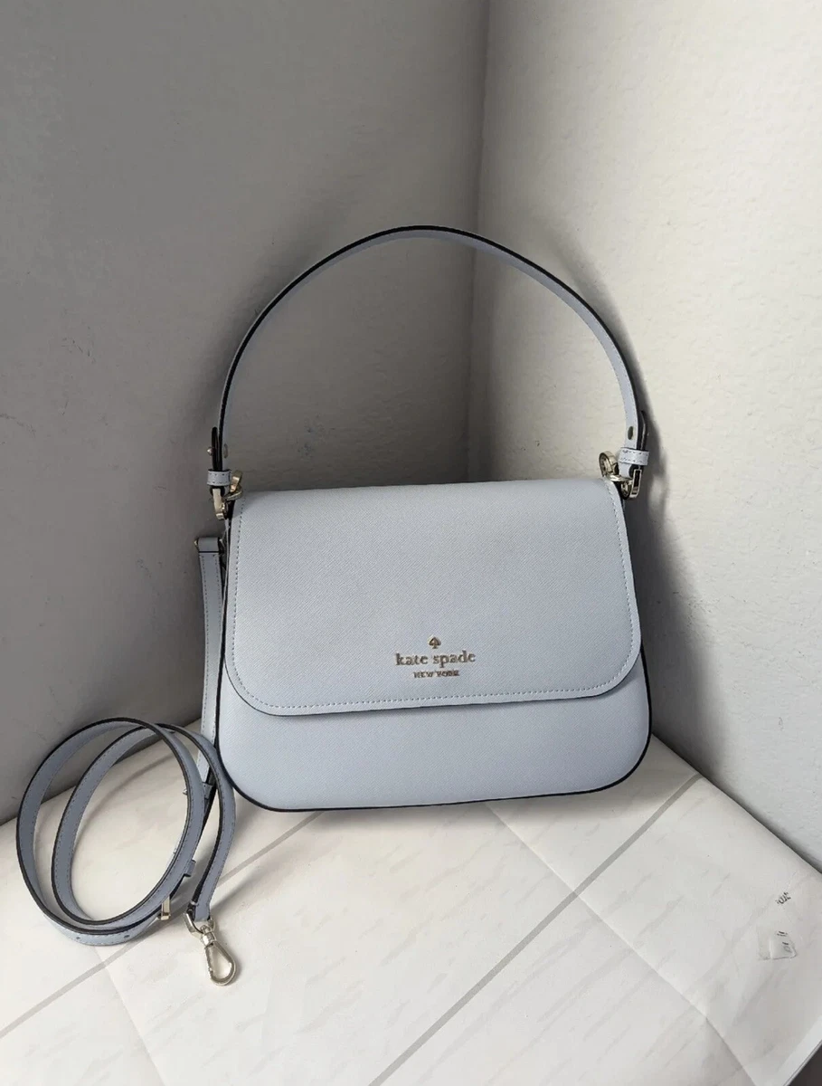 NWT Kate Spade Staci Saffiano Leather Flap Shoulder Bag Pale Hydra