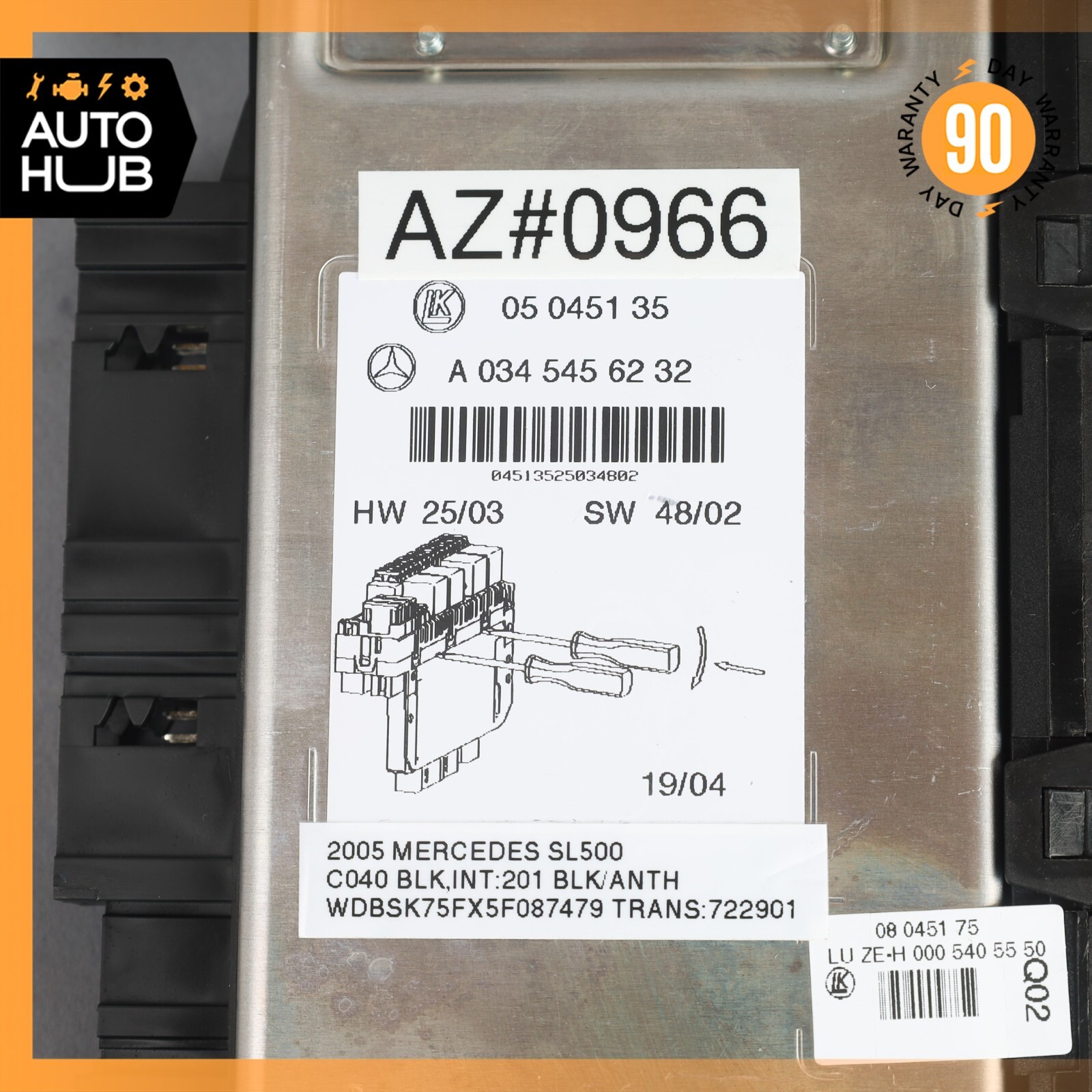 03-12 Mercedes R230 SL500 SL55 AMG SL550 Rear SAM Fuse Box Relay Module OEM