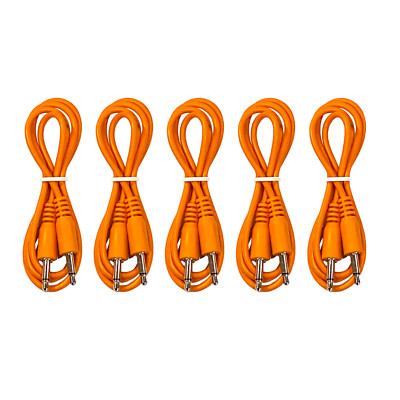 (5) Pack of Orange 3.5mm MONO TS Cables for Eurorack Modular Synth Synthesizers