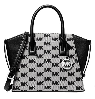 Michael Kors Tasche Schultertasche Avril SM TZ Satchel Logo Schwarz Neu