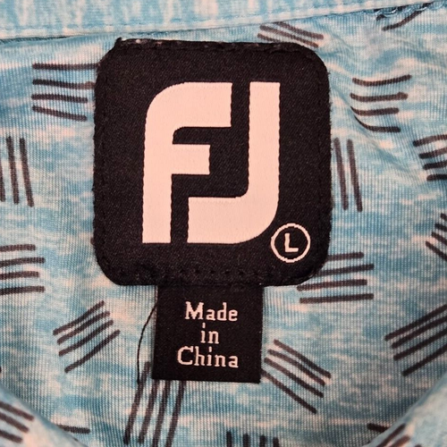 FootJoy Lisle Skeched Print Performance Golf Polo Herren Größe LARGE aquablau - Bild 5 von 8