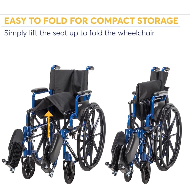 Drive Medical BLS18FBDELR Wheelchair+Elevating Leg Rests+FlipBack