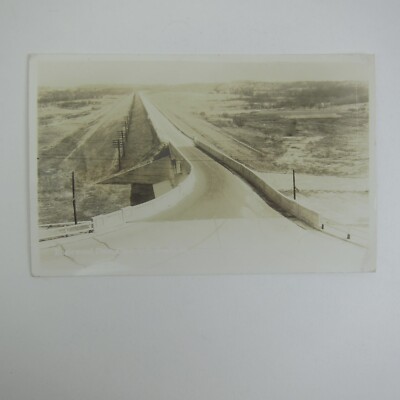 Real Photo Postcard RPPC Englewood Ohio Dam U.S. Route 40 Vintage 1948 RARE