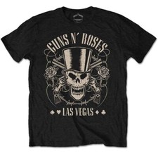 Image of Guns N' Roses Top Hat, Skull & Pistols Las Vegas T-Shirt Black New
