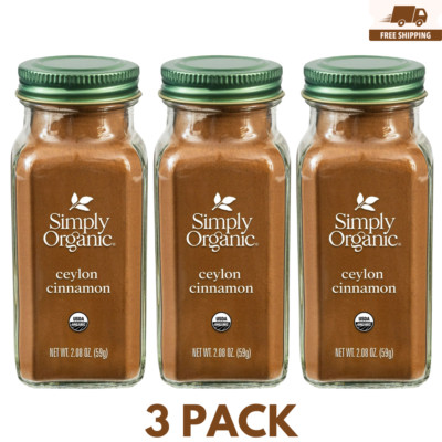 Simply Organic Ceylon Cinnamon Ground, GMO Free 2.08 oz Bottle, Pack of 3