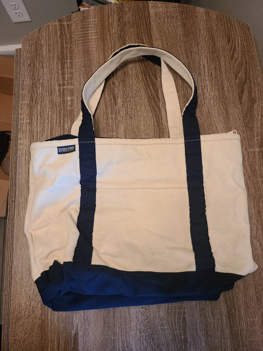 Lands' End Small Zip Top Canvas Tote Bag