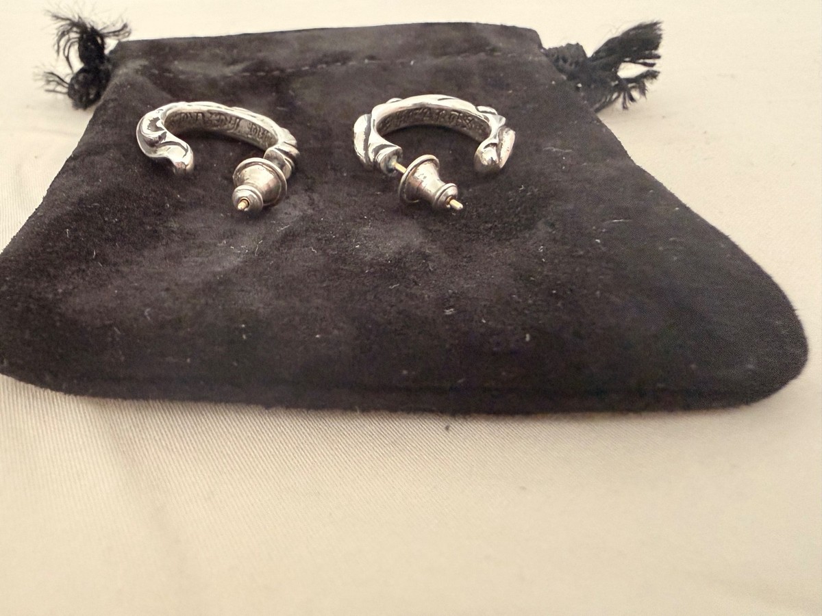 Chrome Hearts Scroll Hoop Earrings Pair - Sterling Silver .925