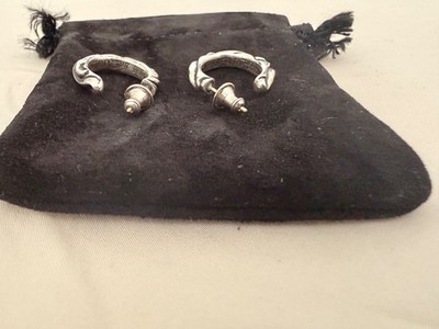 Chrome Hearts Scroll Hoop Earrings Pair - Sterling Silver .925