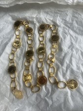 women's gold-colored metal chain Belt 41  Long