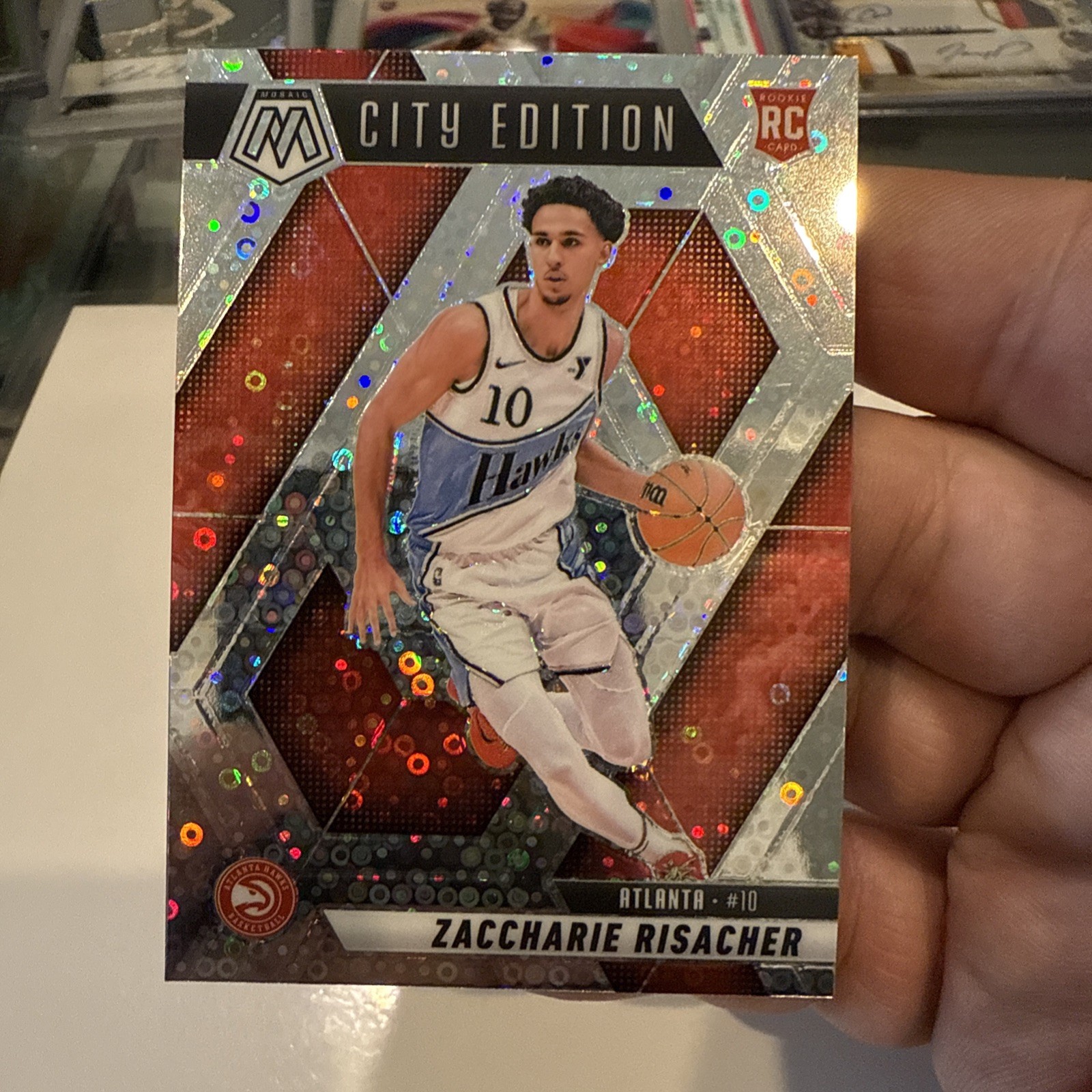 2024-25 Panini Mosaic Fast Break City Disco Edition RC Zaccharie Risacher Hawks