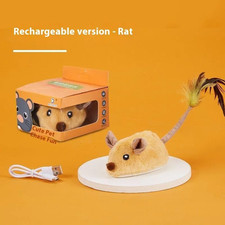 Interactive Cat Toy Moving Mouse Electric Plush Rat USB Rechargeable LED Light