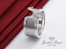 Cartier Ring Doppel C Logo Weissgold 750 Diamanten Gr. 54 Gold
