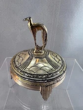 WEIDLICH BROS ART DECO Silverplate Makeup Powder Box Greyhound Lid Vintage WB Mf