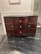 Vintage Wooden Jewelry Box with Drawers and Side Doors
