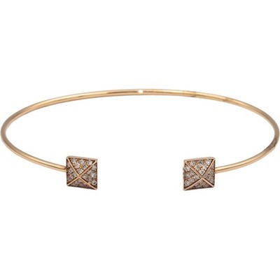 14K Rotgold runder Diamant Pyramidenenden Manschette Armband 0,40CT