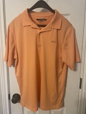 Greg Norman Mens Orange Solid Logo Short Slee...
