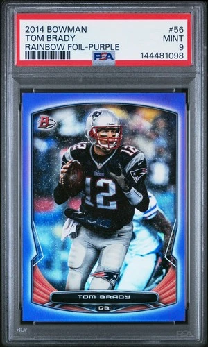 2014 BOWMAN RAINBOW FOIL-PURPLE #56 TOM BRADY PSA 9
