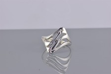 Sterling Silver Simple Offset Framed Swirled Openwork Band Ring 925 Sz: 9