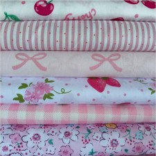 6Pcs 9.8" x 9.8" 25 25CM Cotton Fabric DIY x 9.8", 7pcs Strawberry