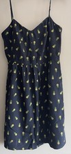 J Crew Factory Navy Blue Pineapple Print Cami Top Mini Dress Pockets Sz 8