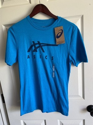 Asics Mens Logo Stripe SS Tee Sportswear Graphic Shirt Size XS